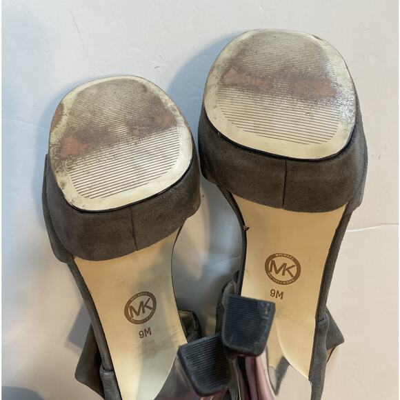 Michael Kors Platform Suede Stiletto Heels Womens Size 9 Gray Open Toe - Picture 8 of 11